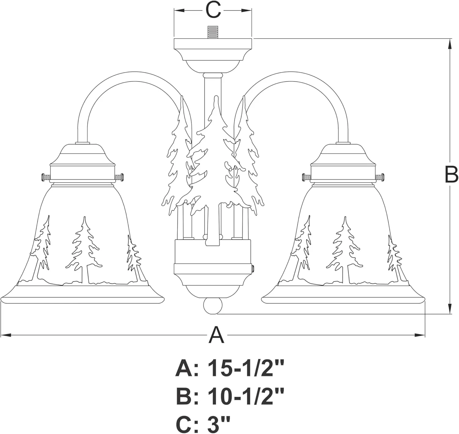 VAXCEL Yellowstone 3L LED Bronze Rustic Moose Mini Chandelier or Fan Light Kit