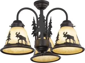 VAXCEL Yellowstone 3L LED Bronze Rustic Moose Mini Chandelier or Fan Light Kit