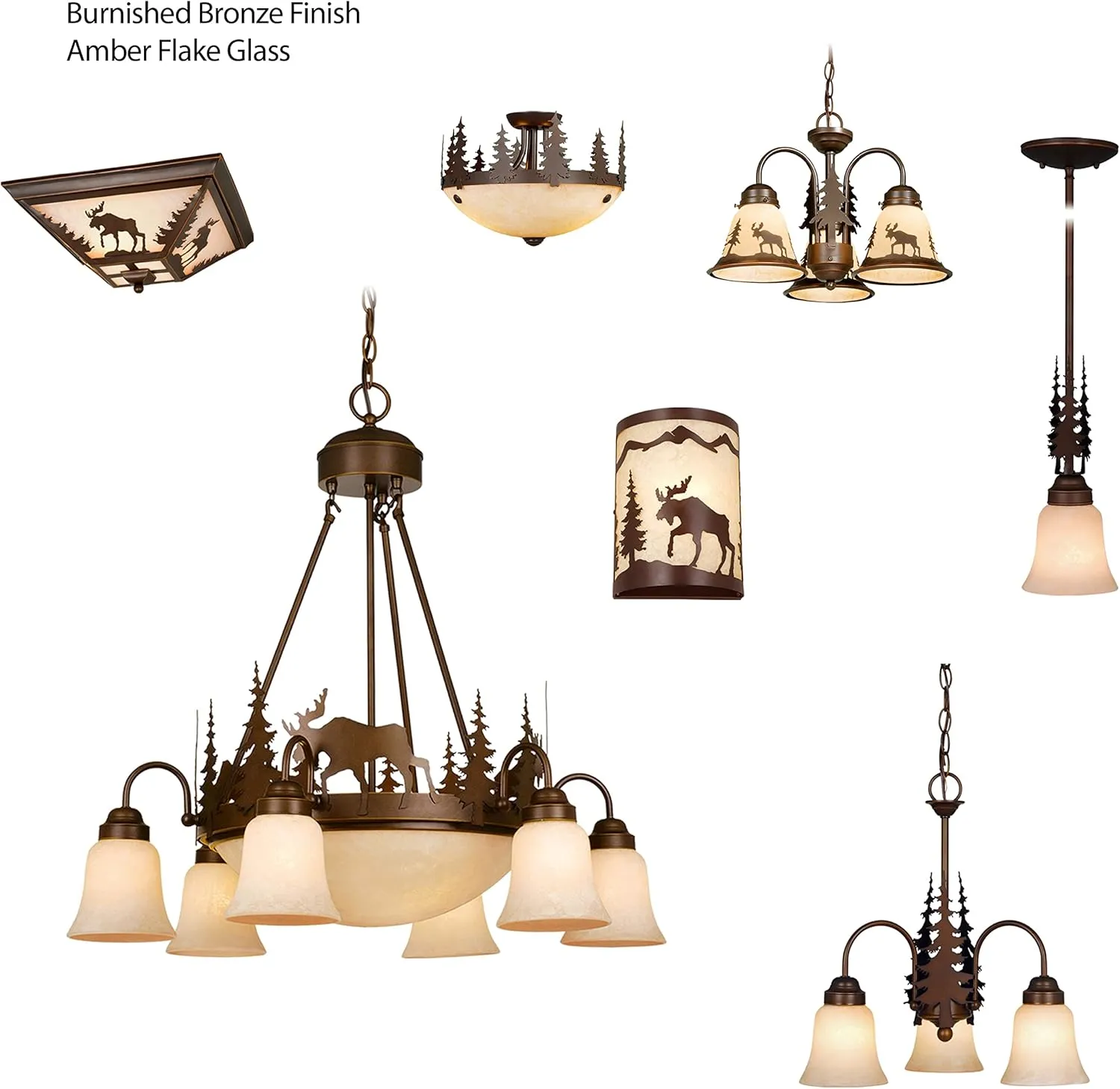 VAXCEL Yellowstone 3L LED Bronze Rustic Moose Mini Chandelier or Fan Light Kit