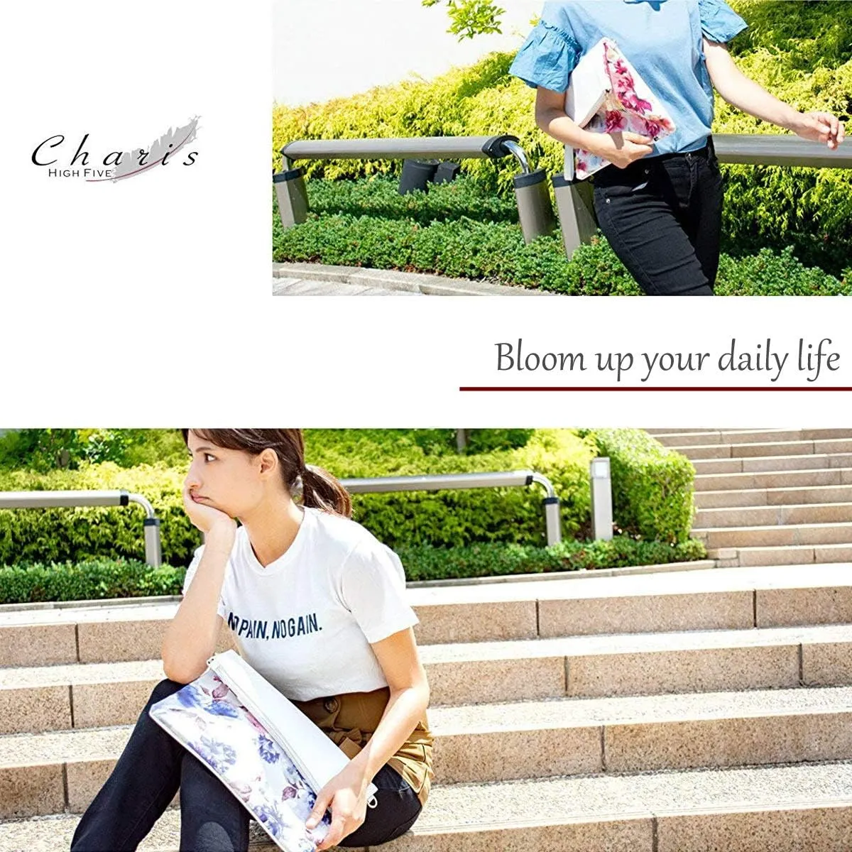 Vegan Leather 2 Way Wristlet for Women Botanical Flower Clutch Bag