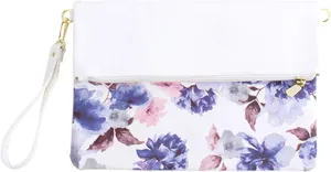 Vegan Leather 2 Way Wristlet for Women Botanical Flower Clutch Bag