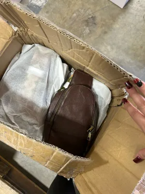 Vegan leather sling bags with guitar strap	 - Black