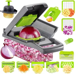 Vegetable Chopper, Pro Onion Chopper, 13 in 1 Multifunctional Food Chopper,Hand Chopper for Kitchen, Vegetable Slicer Dicer Cutter,Veggie Chopper With 8 Blades,Carrot Potato and Garlic Chopper