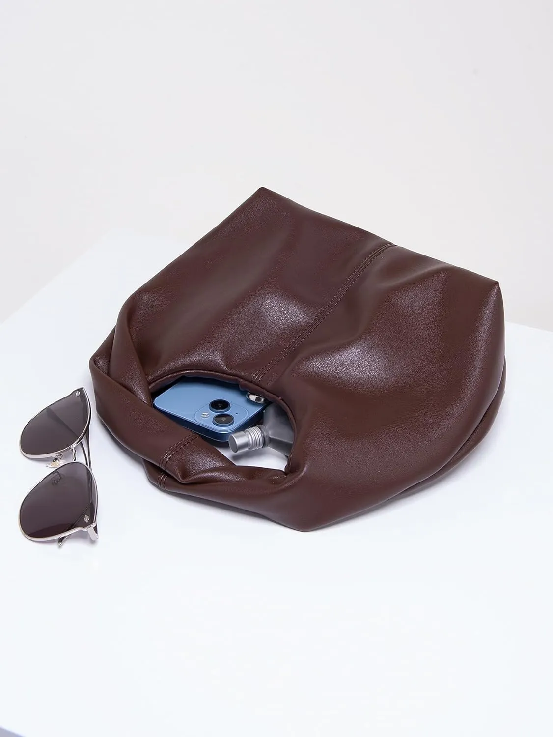 Verdusa Women's Ruched Hobo Mini Handbag Clutch Purse Dumpling Pouch Bag
