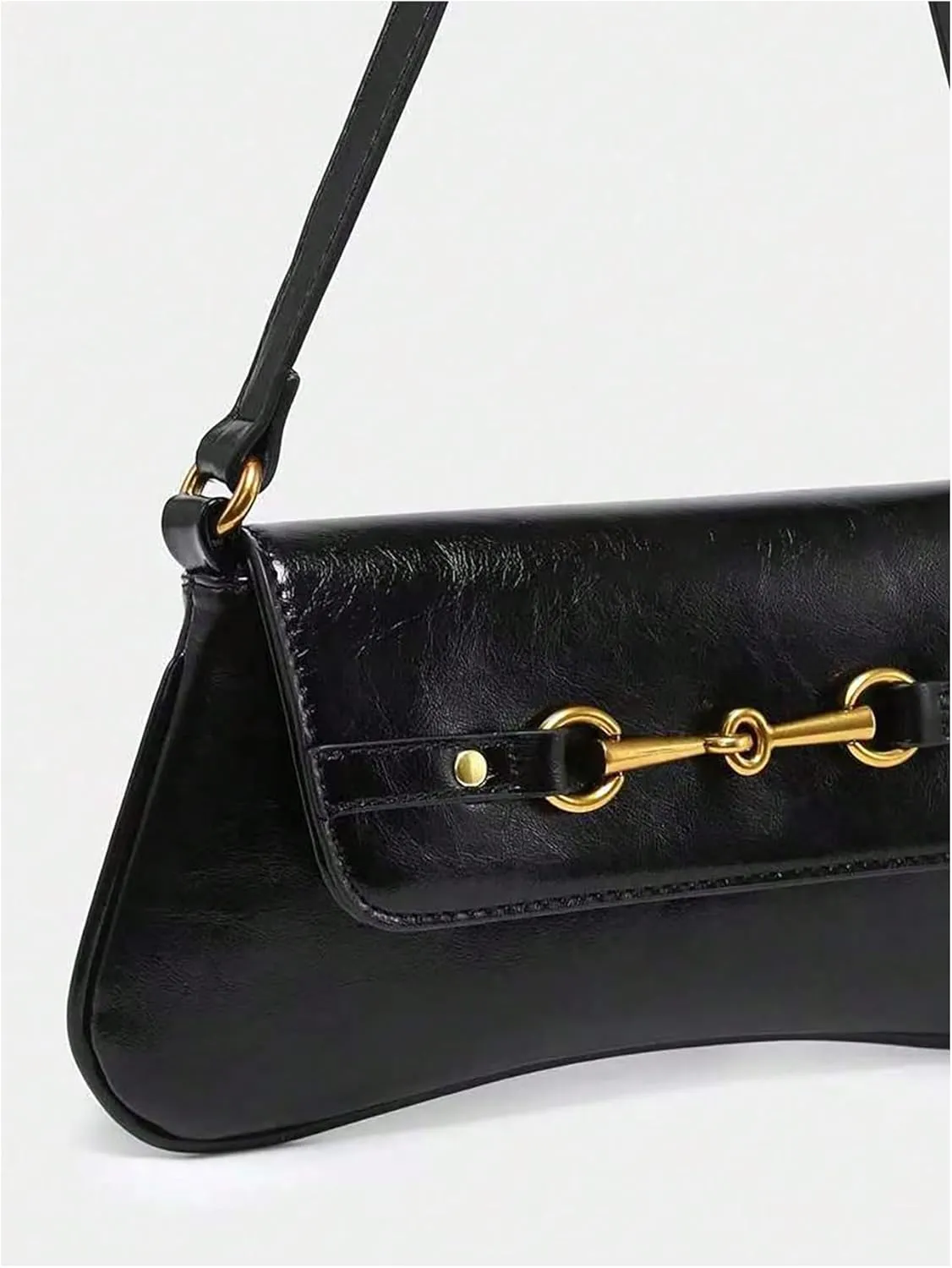 Verdusa Women's Vintage PU Leather Flap Shoulder Handbags Top Handle Clutch Underarm Bags