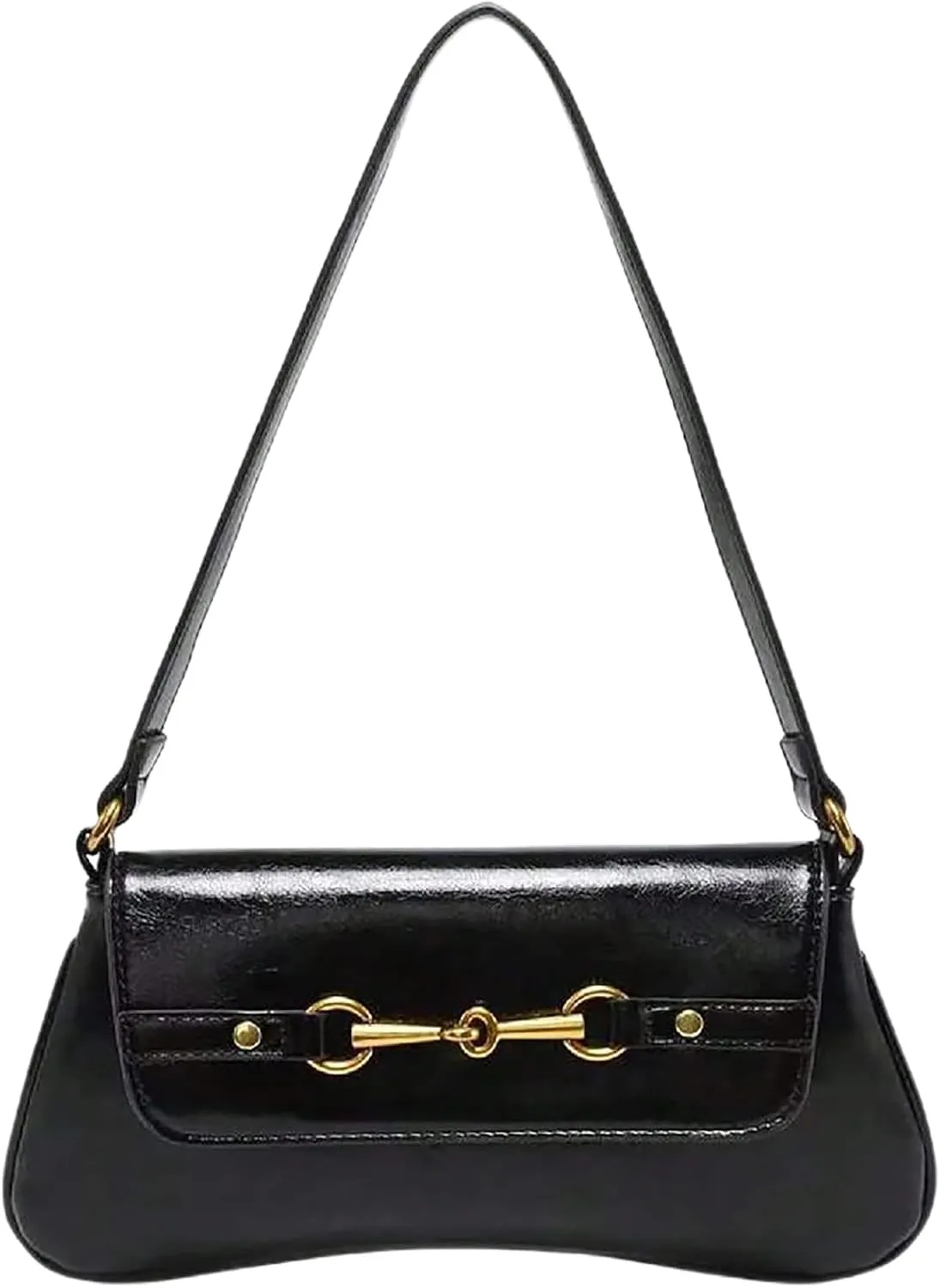 Verdusa Women's Vintage PU Leather Flap Shoulder Handbags Top Handle Clutch Underarm Bags