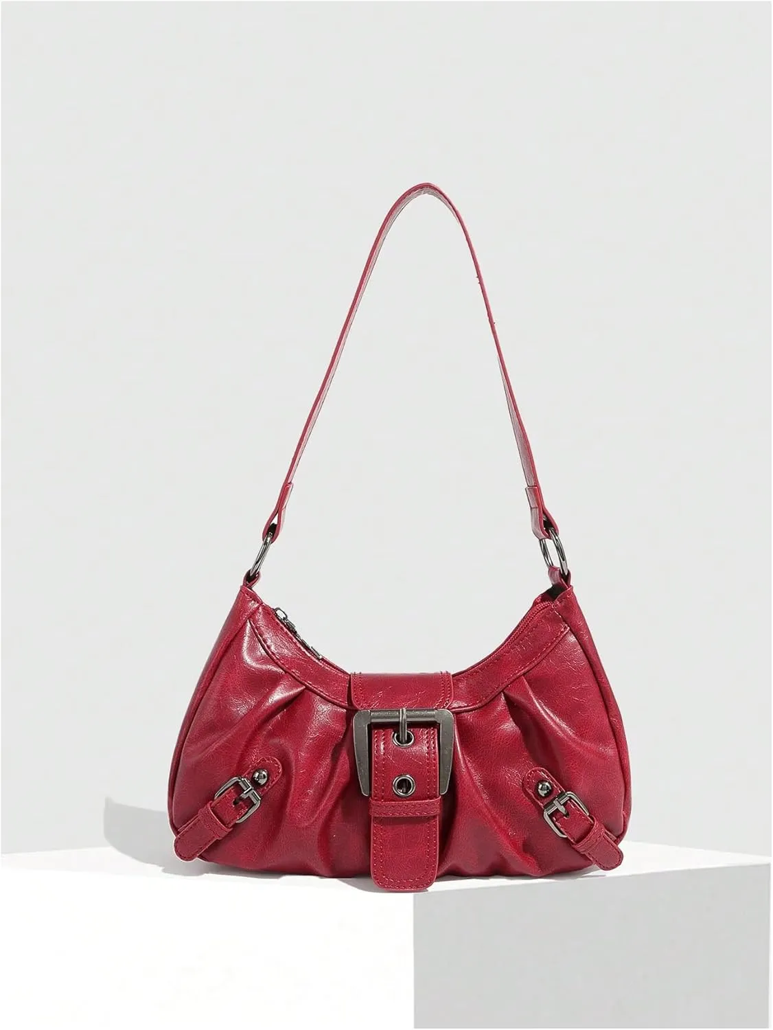 Verdusa Women's Y2k Purse Top Handle Shoulder Bag Buckle Punk Hobo Clutch Purses Bags