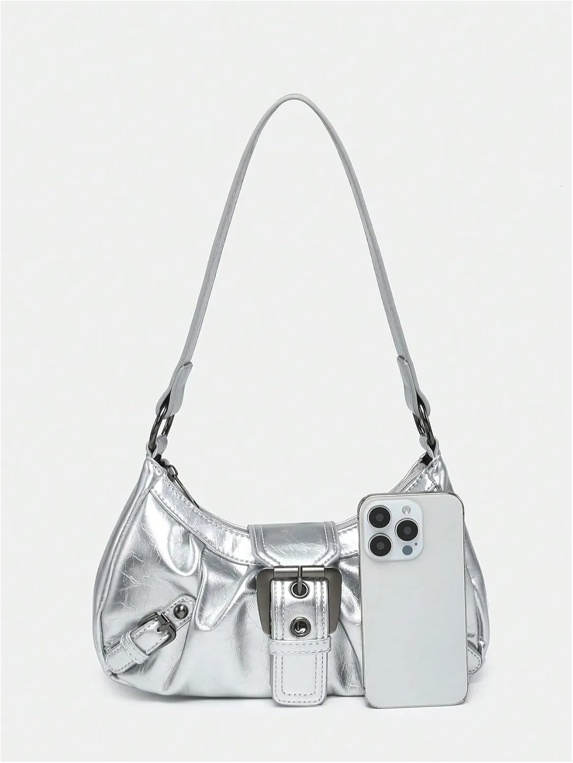Verdusa Women's Y2k Purse Top Handle Shoulder Bag Buckle Punk Hobo Clutch Purses Bags