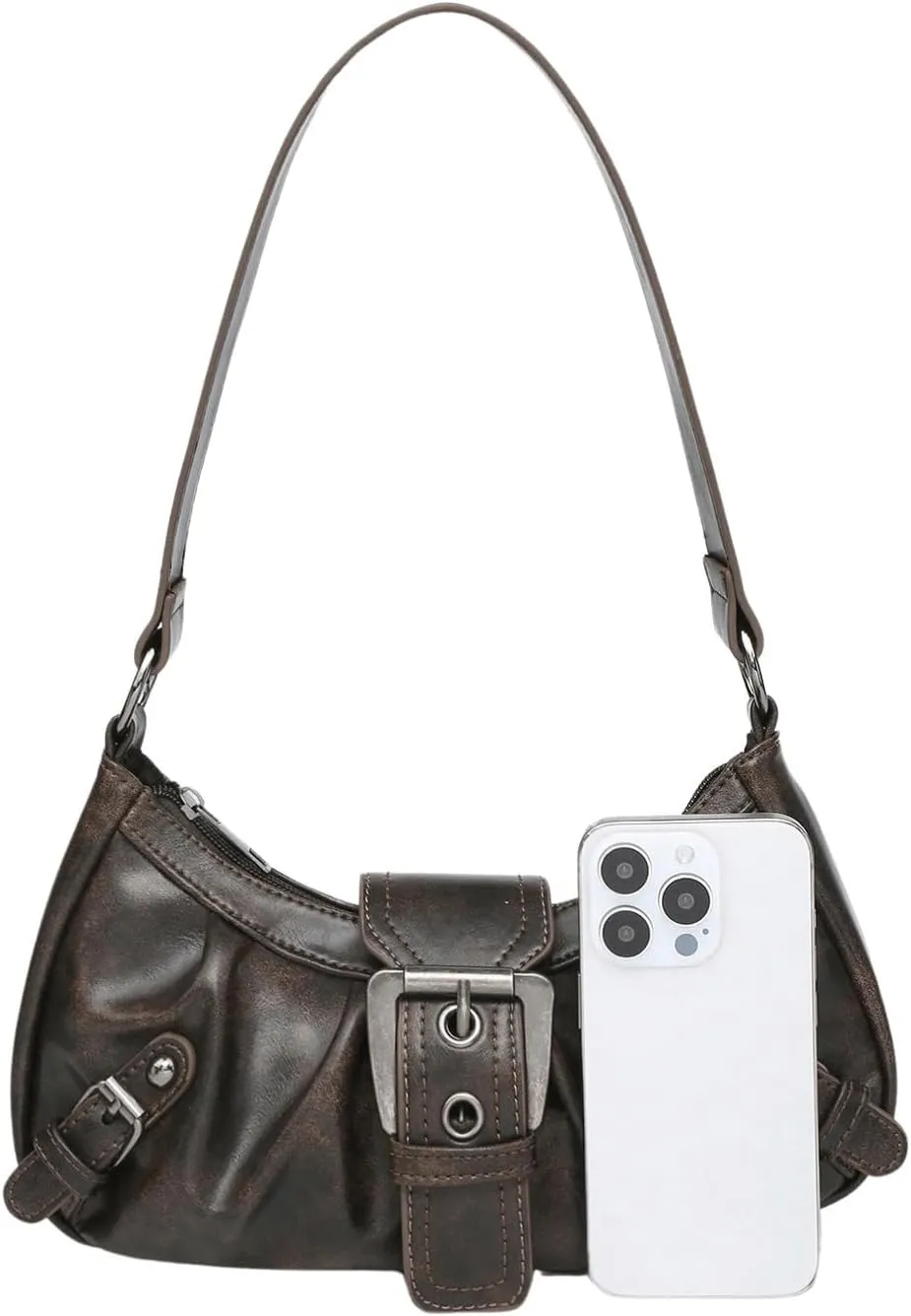 Verdusa Women's Y2k Purse Top Handle Shoulder Bag Buckle Punk Hobo Clutch Purses Bags