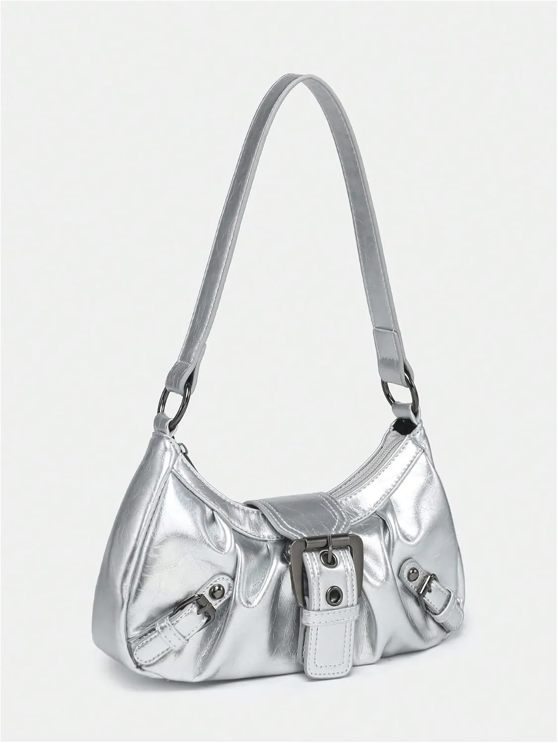 Verdusa Women's Y2k Purse Top Handle Shoulder Bag Buckle Punk Hobo Clutch Purses Bags