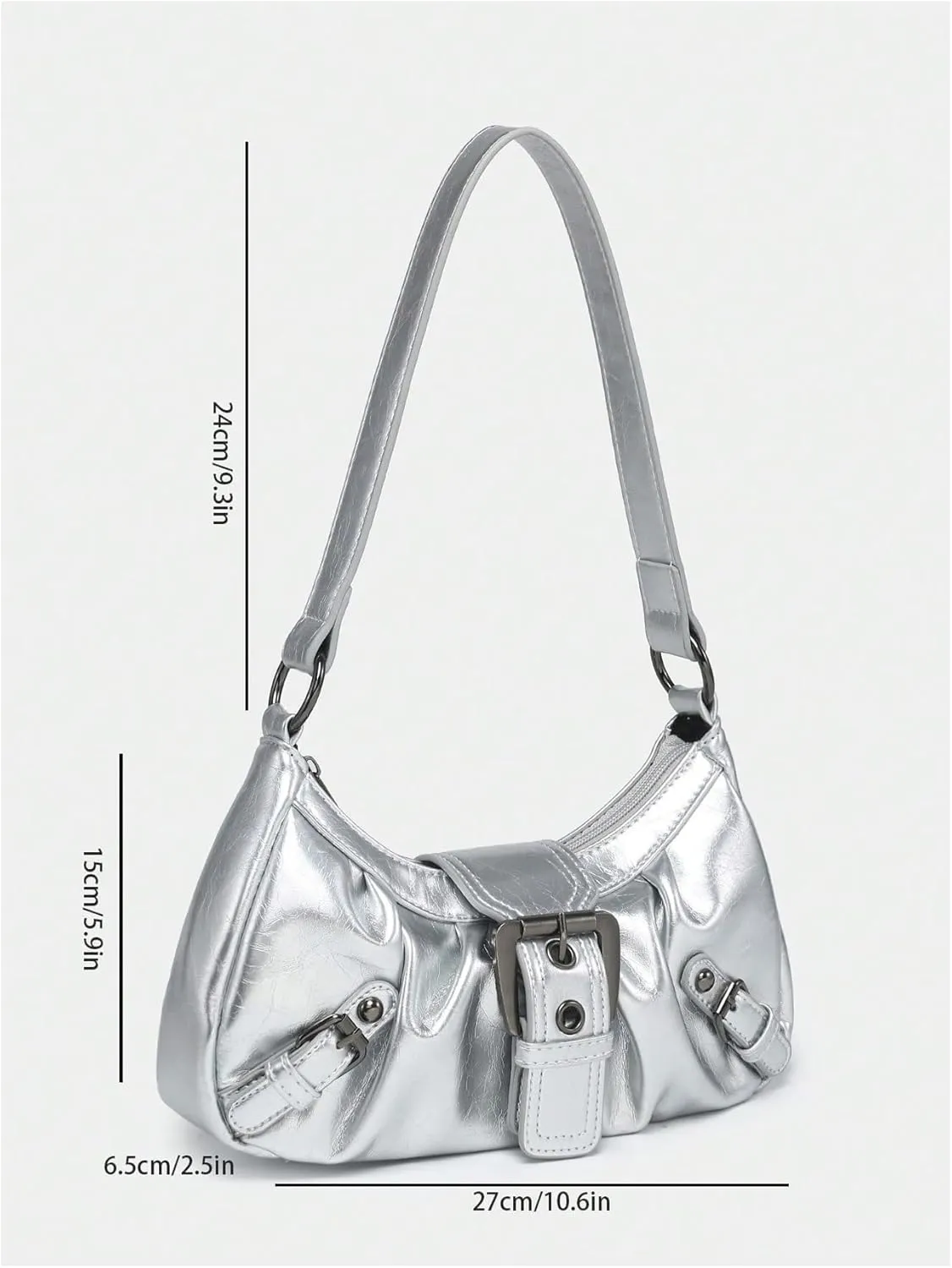 Verdusa Women's Y2k Purse Top Handle Shoulder Bag Buckle Punk Hobo Clutch Purses Bags