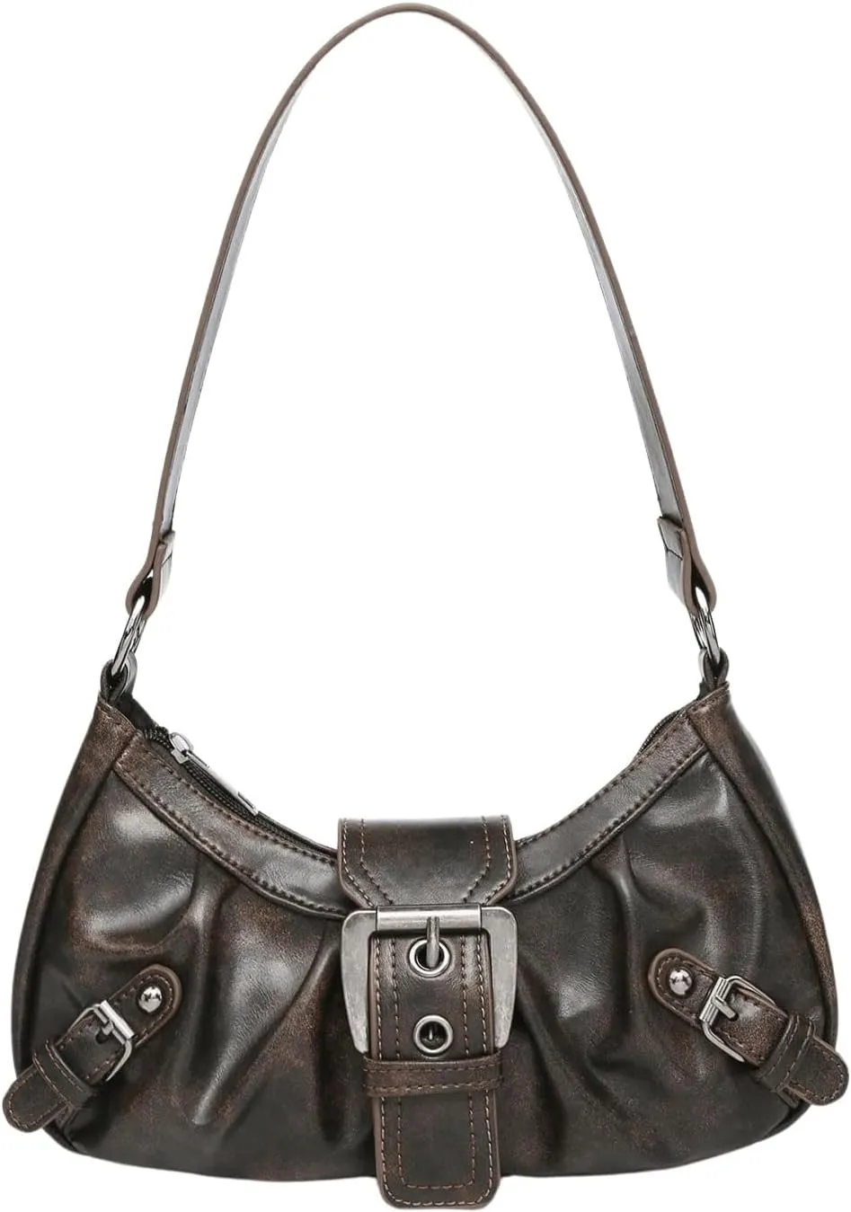 Verdusa Women's Y2k Purse Top Handle Shoulder Bag Buckle Punk Hobo Clutch Purses Bags