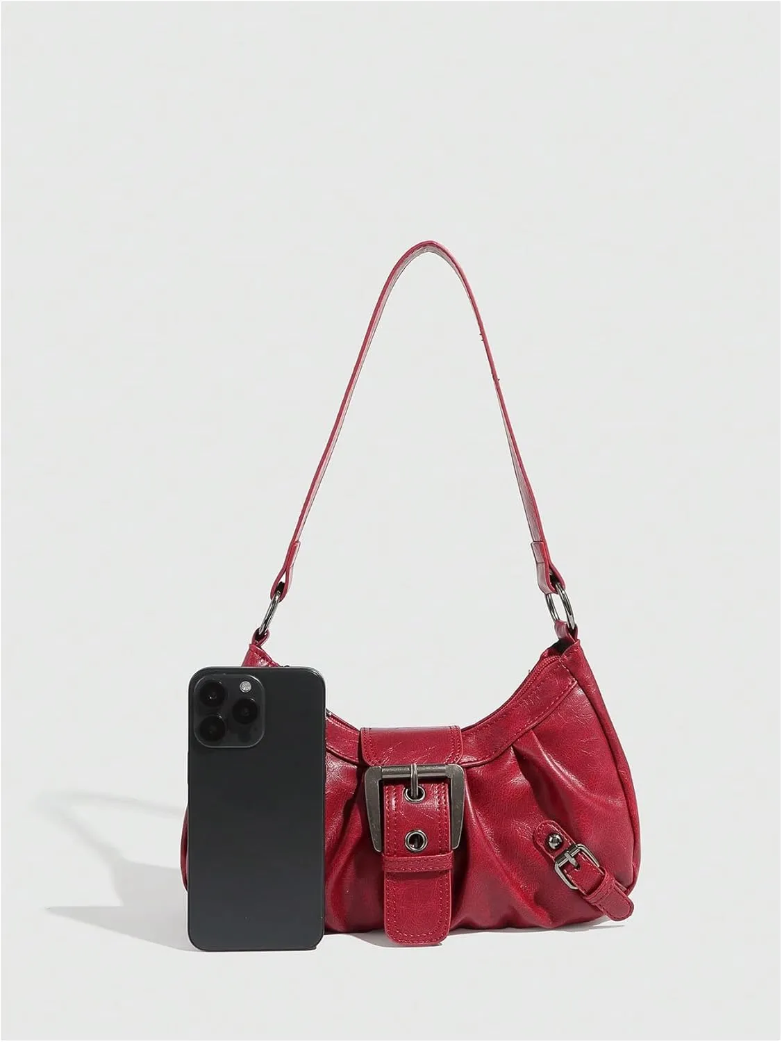 Verdusa Women's Y2k Purse Top Handle Shoulder Bag Buckle Punk Hobo Clutch Purses Bags