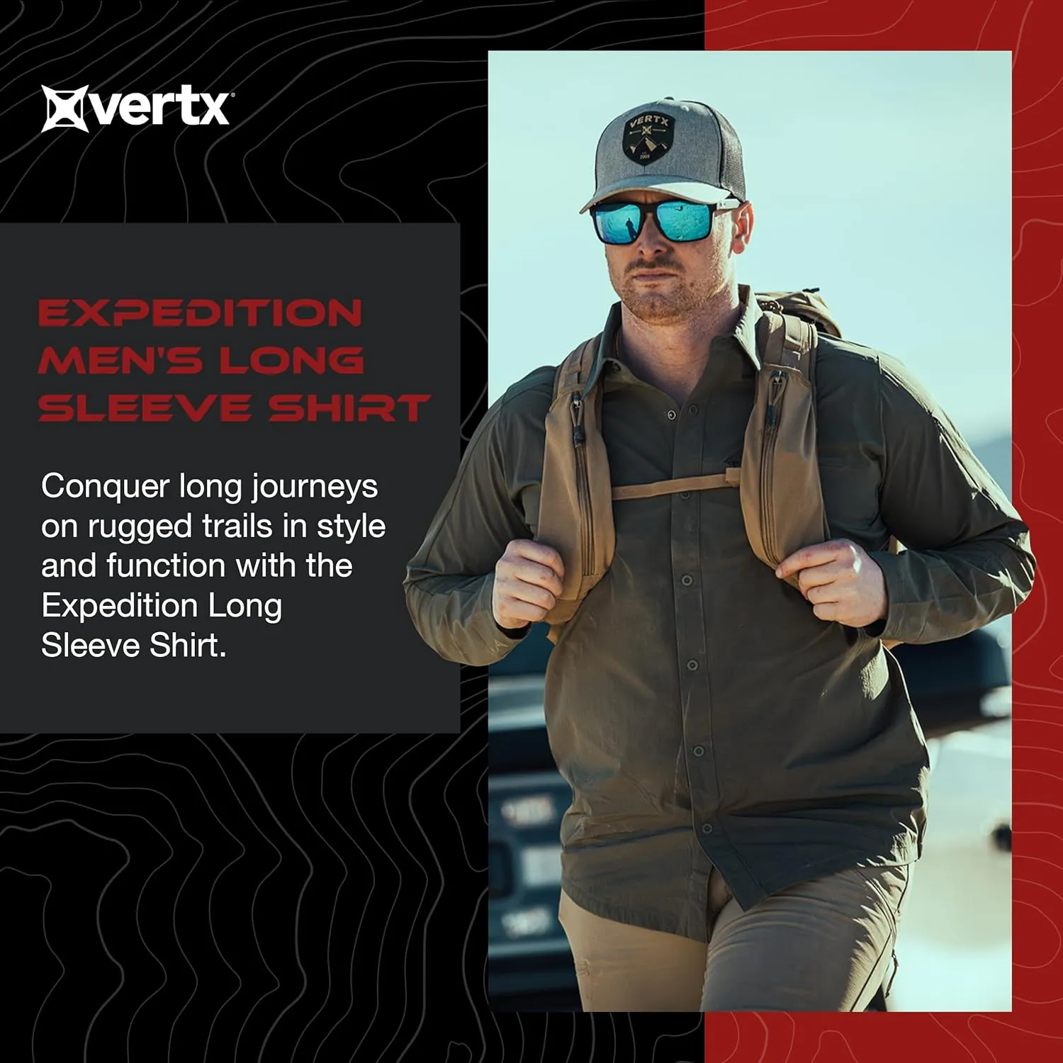 Vertx Expedition Men's Long Sleeve Shirt, Tactical, CCW Compatible, with Sun Protection