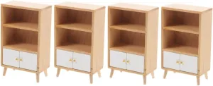 VICASKY 4pcs Miniature Wooden Bookshelf Cabinet for Dollhouse Decor Scale Furniture for Mini House Supplies Compact and Design for Living Room and Dining Room Display