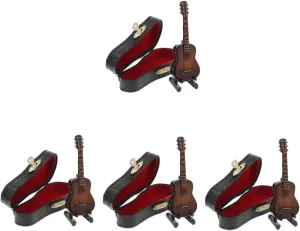 VICASKY 4sets Miniature Guitar Decor Wooden Model Toy House Decoration Portable Lightweight for Home Adornment