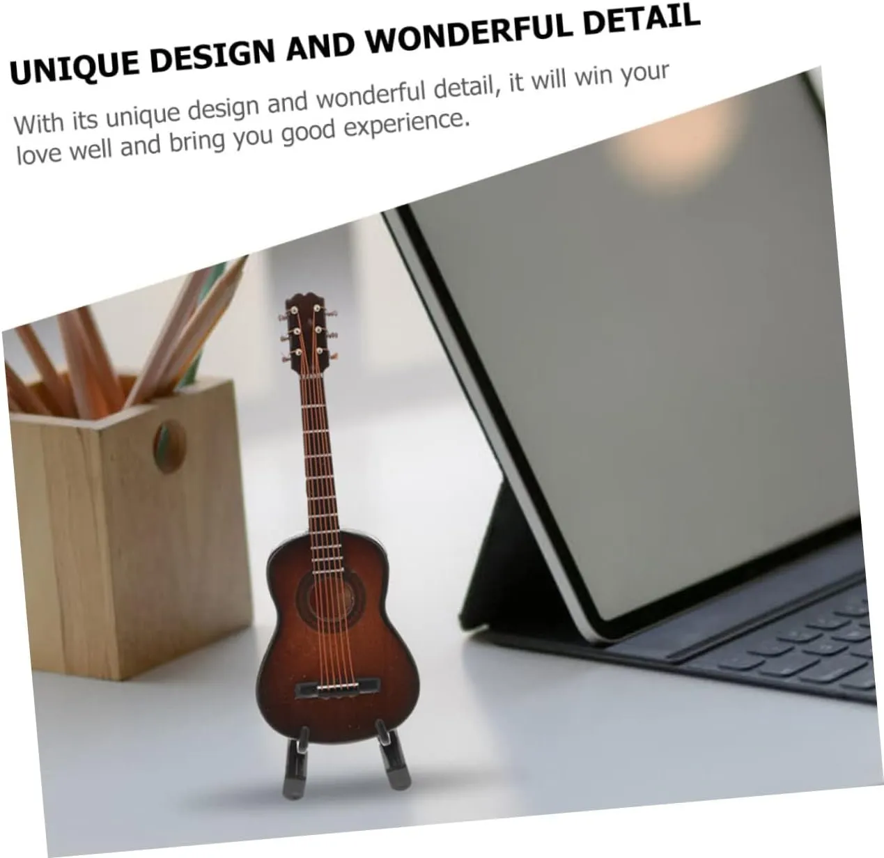 VICASKY 4sets Miniature Guitar Decor Wooden Model Toy House Decoration Portable Lightweight for Home Adornment