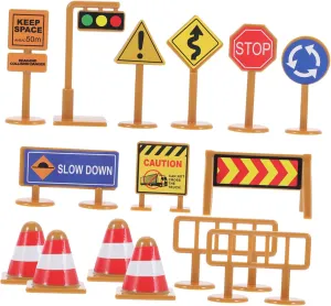 VICASKY Educational Miniature Road Signs Toddler Traffic Sign Play Set Street Road Sign Toys Boys and Girls Games
