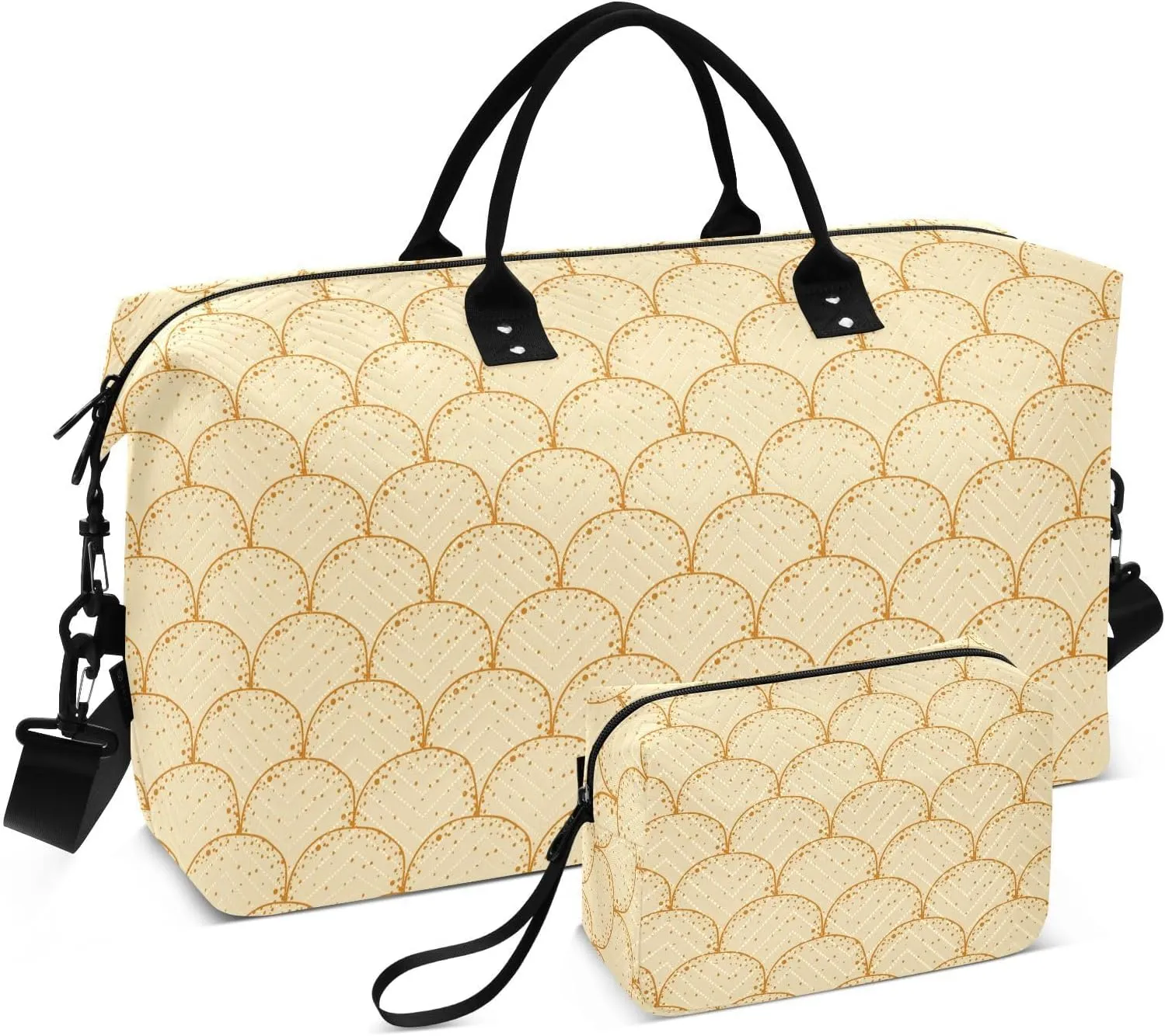 VIGTRO Travel Duffel Bag Weekender Overnight Bag with Toiletry Bag Russian Holiday Maslenitsa Printed, Carry On Luggage Bag for Hospital Gym Travel Business, 2 Pcs Set