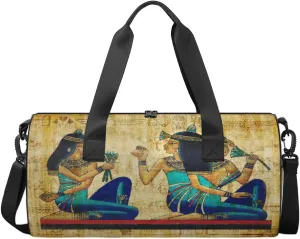 Vintage Ancient Egyptian Parchment Sports Duffel Bag, Gym Tote Bag Waterproof Weekender Travel Bag for Overnight Travel Luggage Workout Women Men