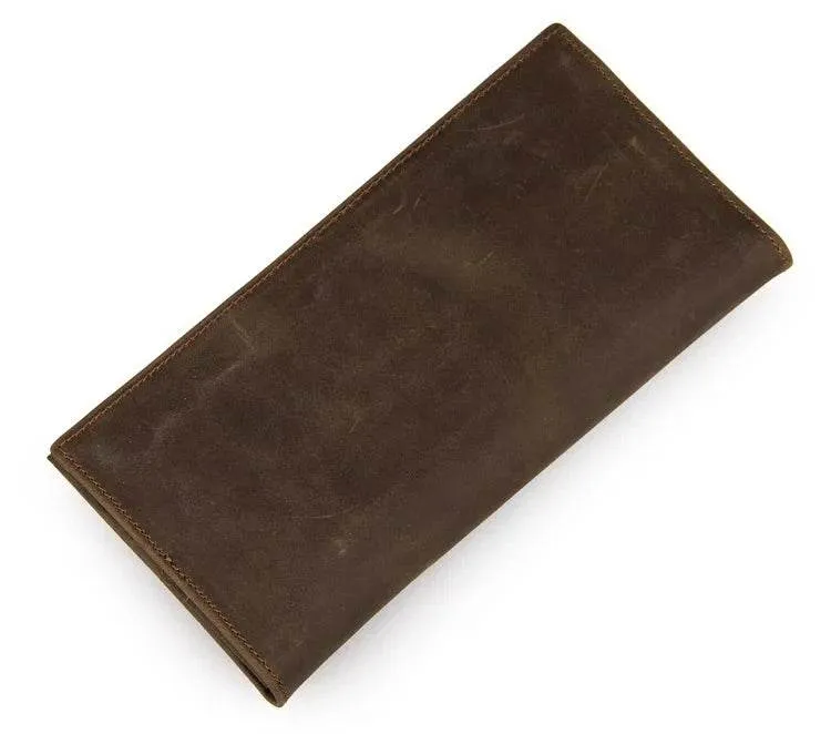 Vintage Fashion Men’s Long Wallet with Credit Card Zipper Inner Bifold
