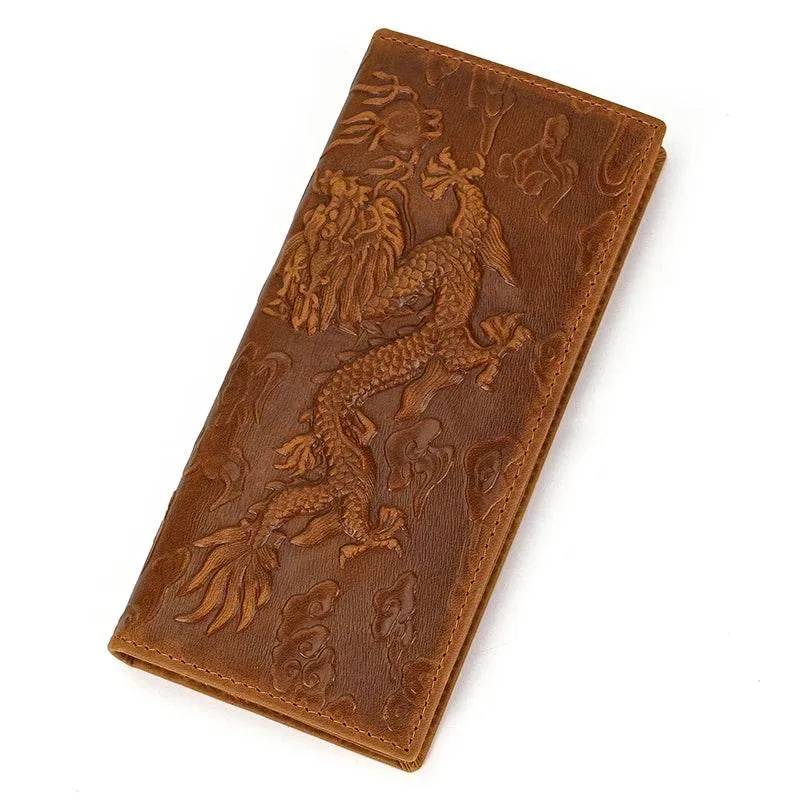 Vintage Fashion Men’s Long Wallet with Credit Card Zipper Inner Bifold
