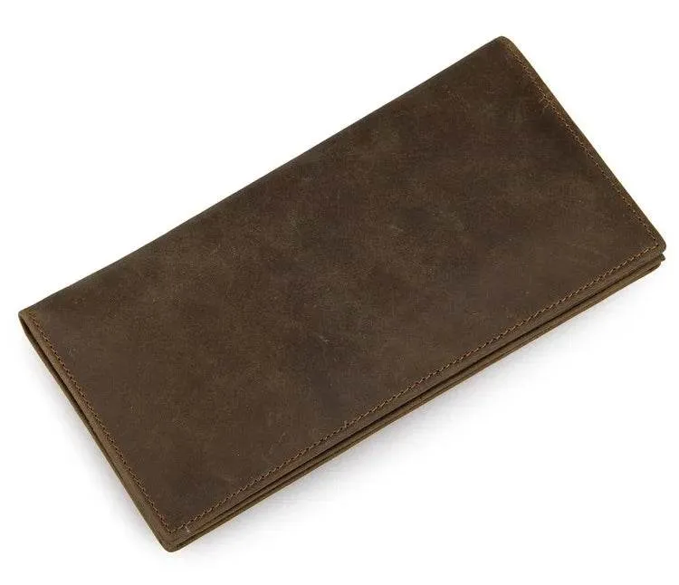 Vintage Fashion Men’s Long Wallet with Credit Card Zipper Inner Bifold