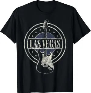 Vintage Las Vegas Souvenir Rock and Roll Guitar Player T-Shirt