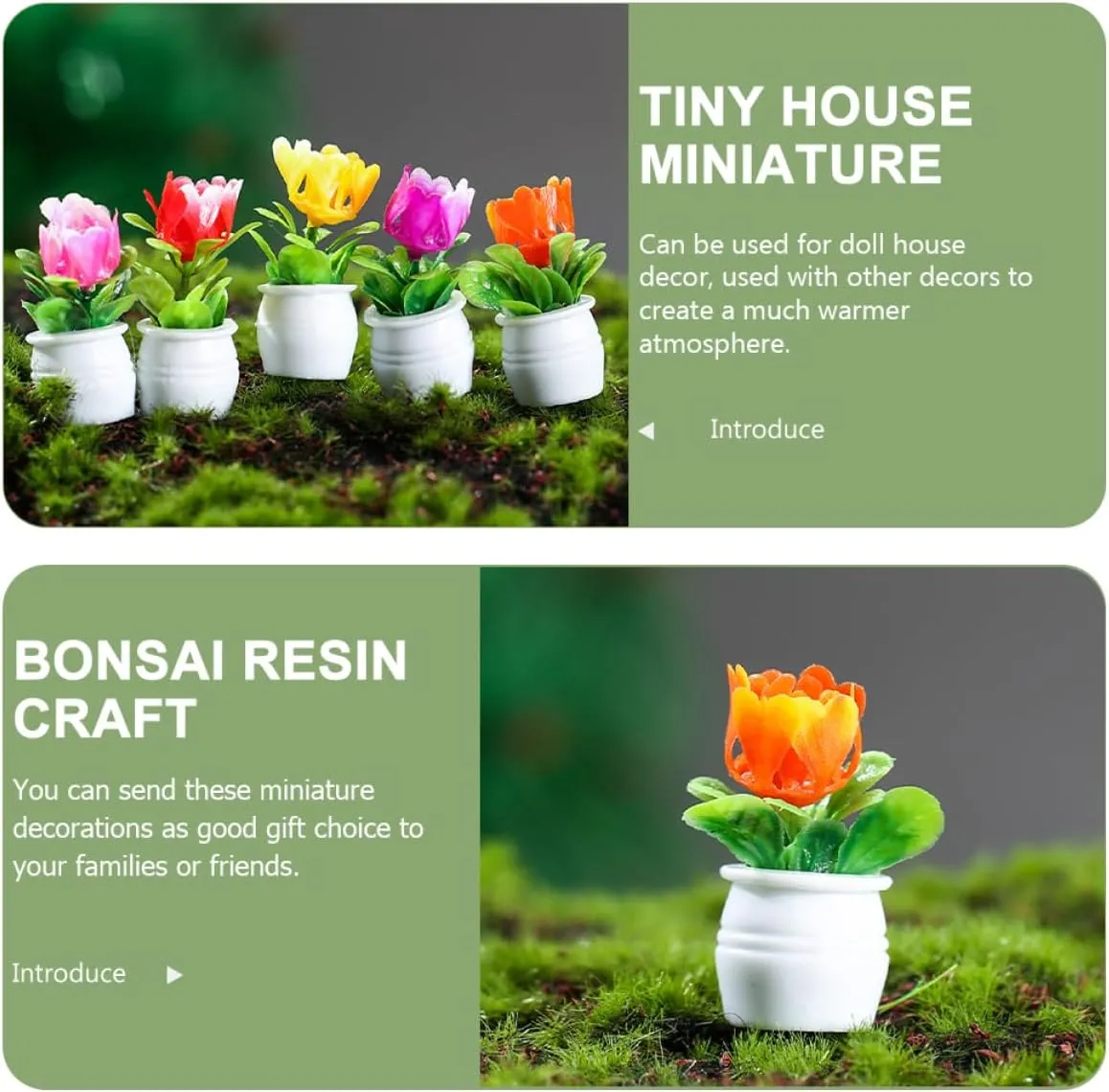 VOSAREA 5sets 5pcs Miniature Flower Pots Realistic Bonsai Ornaments for Dollhouses Fairy Gardens and Home Decor for and Creating Warm Atmospheres 5pcs*5