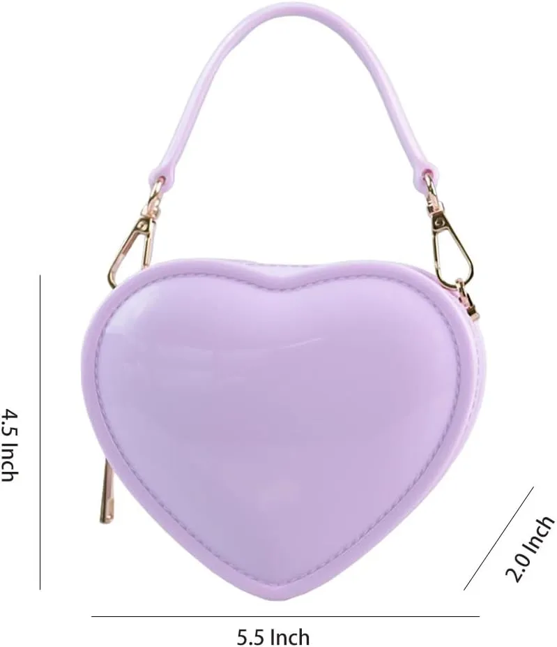 WAIT FLY Heart Shape PVC Leather Bag Wallet Purse Handbag Crossbody Bag Chain Strap Shoulder Bag