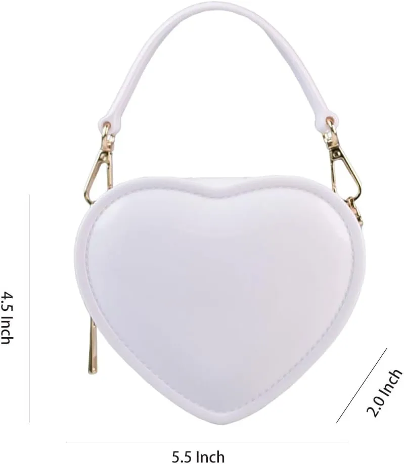 WAIT FLY Heart Shape PVC Leather Bag Wallet Purse Handbag Crossbody Bag Chain Strap Shoulder Bag