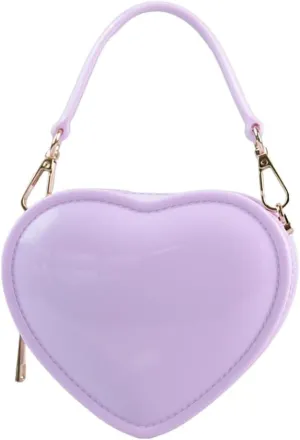 WAIT FLY Heart Shape PVC Leather Bag Wallet Purse Handbag Crossbody Bag Chain Strap Shoulder Bag