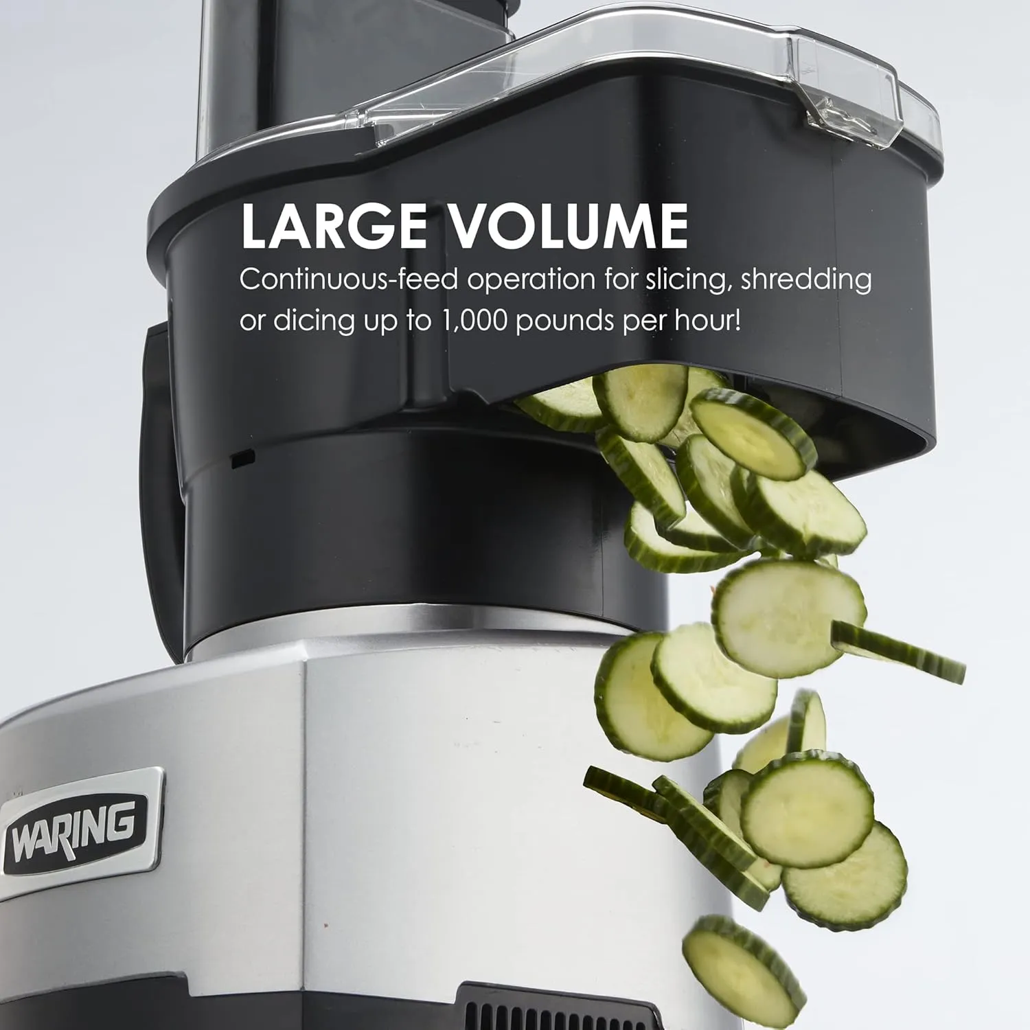 Waring Commercial 4 Quart Food Processor, 2 HP Motor, Extra Large Feed Tube, LiquiLock Sealed Bowl System, S Blade Chops Purees Emulsifies, 120V, 5-15 Phase Plug, Clear WFP16SC Black