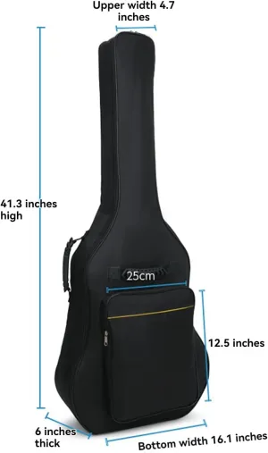 Waterproof Padded Guitar Bag for 41-Inch and 40-Inch Folk Guitars, Dual-Shoulder Backpack (Pink)