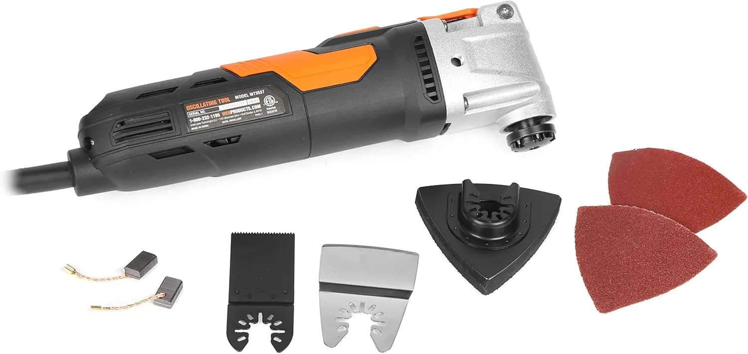 WEN Oscillating Multi-Tool Kit, 3.5A Variable Speed with Accessories and Carrying Case (MT3537)