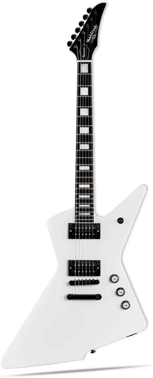 WestCreek Revenge Solid Body Electric Guitar, Heavy Metal Guitar, Right Handed, Heavy Metal Pickups, Rounded End Jumbo Frets, Bone nut, Rosewood Fretboard, Mahogany Body (White)…
