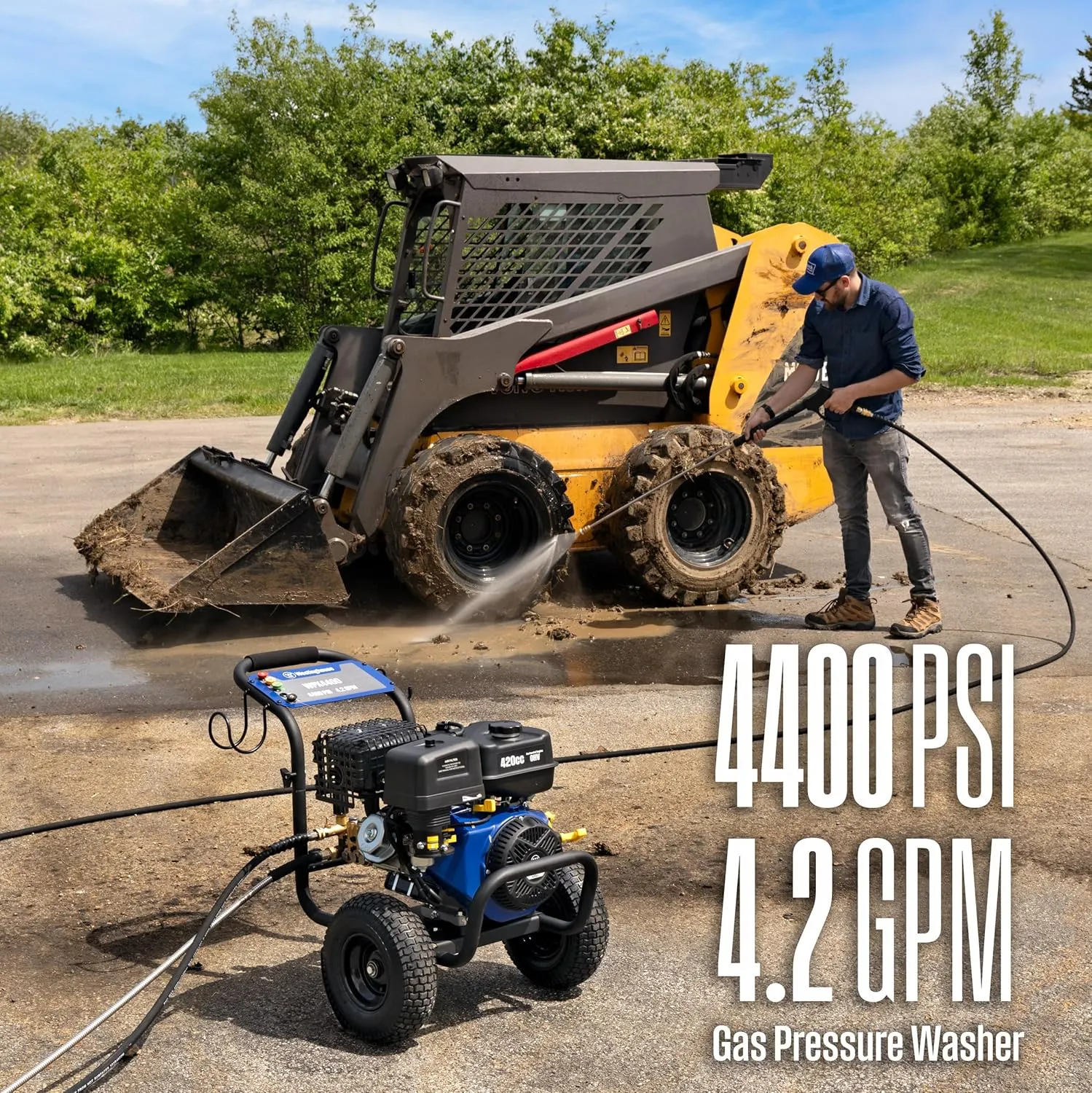 Westinghouse WPX4400 Gas Pressure Washer, 4400 PSI and 4.2 Max GPM, Spray Gun and Wand, 5 Nozzle Set, for Cars/Fences/Driveways/Homes/Patios/Furniture
