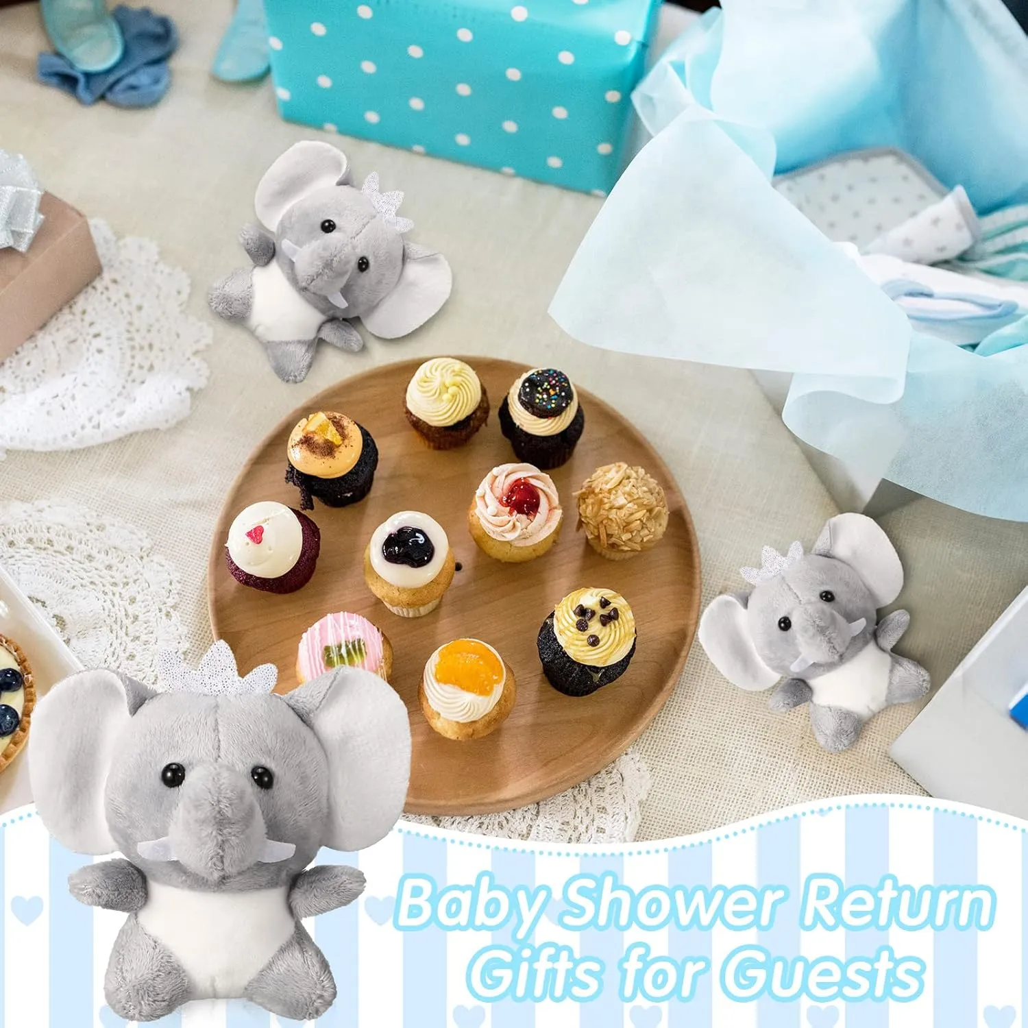 Wettarn 24 Pcs Mini Elephant Stuffed Animals Small Cute Plush Toys for Birthday Party Baby Shower Favors Classroom Gifts, 3.1 Inch(Elephant,Gray)