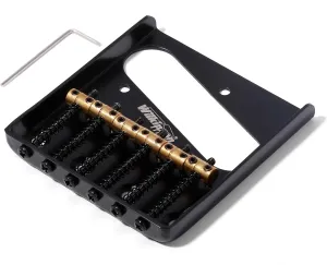 Wilkinson 2-1/8 inch(54mm) Telecaster Guitar Bridge WOT02 Tele Brass 6 saddles Fixed Bridge for American TL Style Electric Guitar(WOT02 Black)