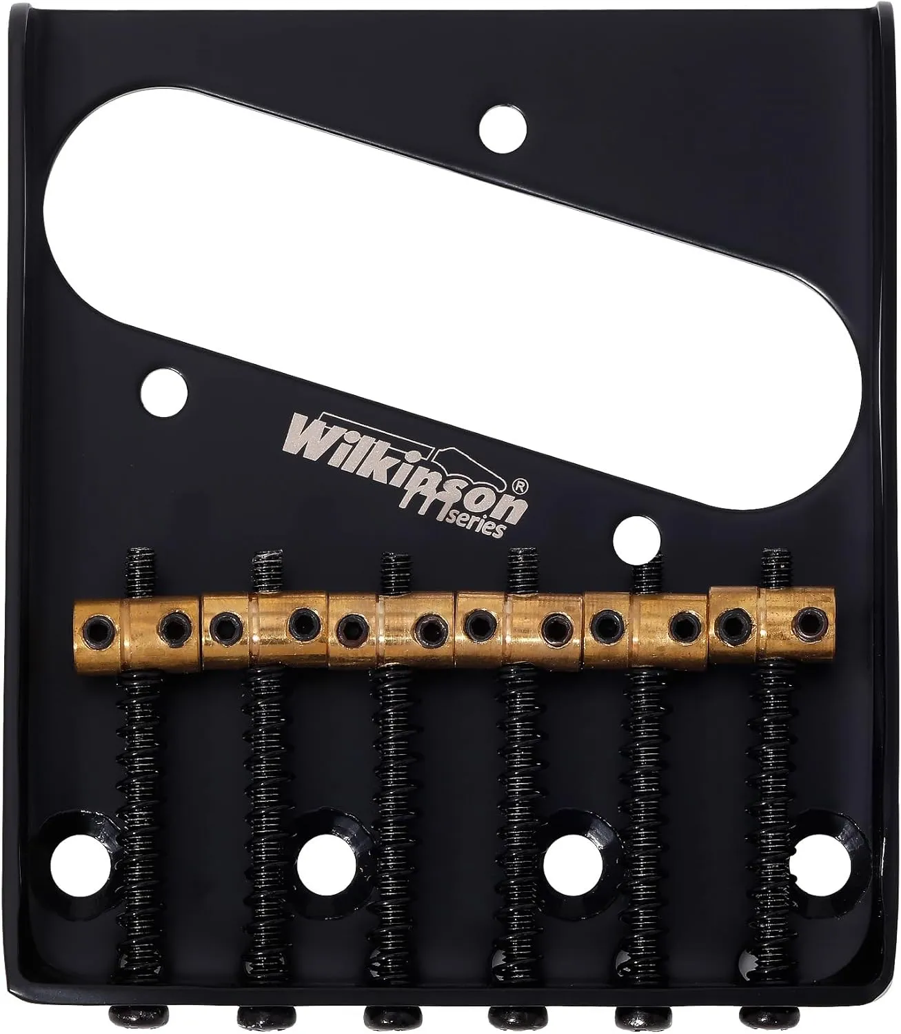 Wilkinson 2-1/8 inch(54mm) Telecaster Guitar Bridge WOT02 Tele Brass 6 saddles Fixed Bridge for American TL Style Electric Guitar(WOT02 Black)
