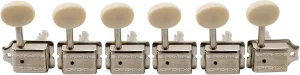 Wilkinson Deluxe WJ55 Vintage 6 Inline Guitar Tuners Split Post Machine Heads Tuning Pegs Keys for Classic Vibe Fender Strat/Tele Style Electric Guitar, Nickel with Off White Button