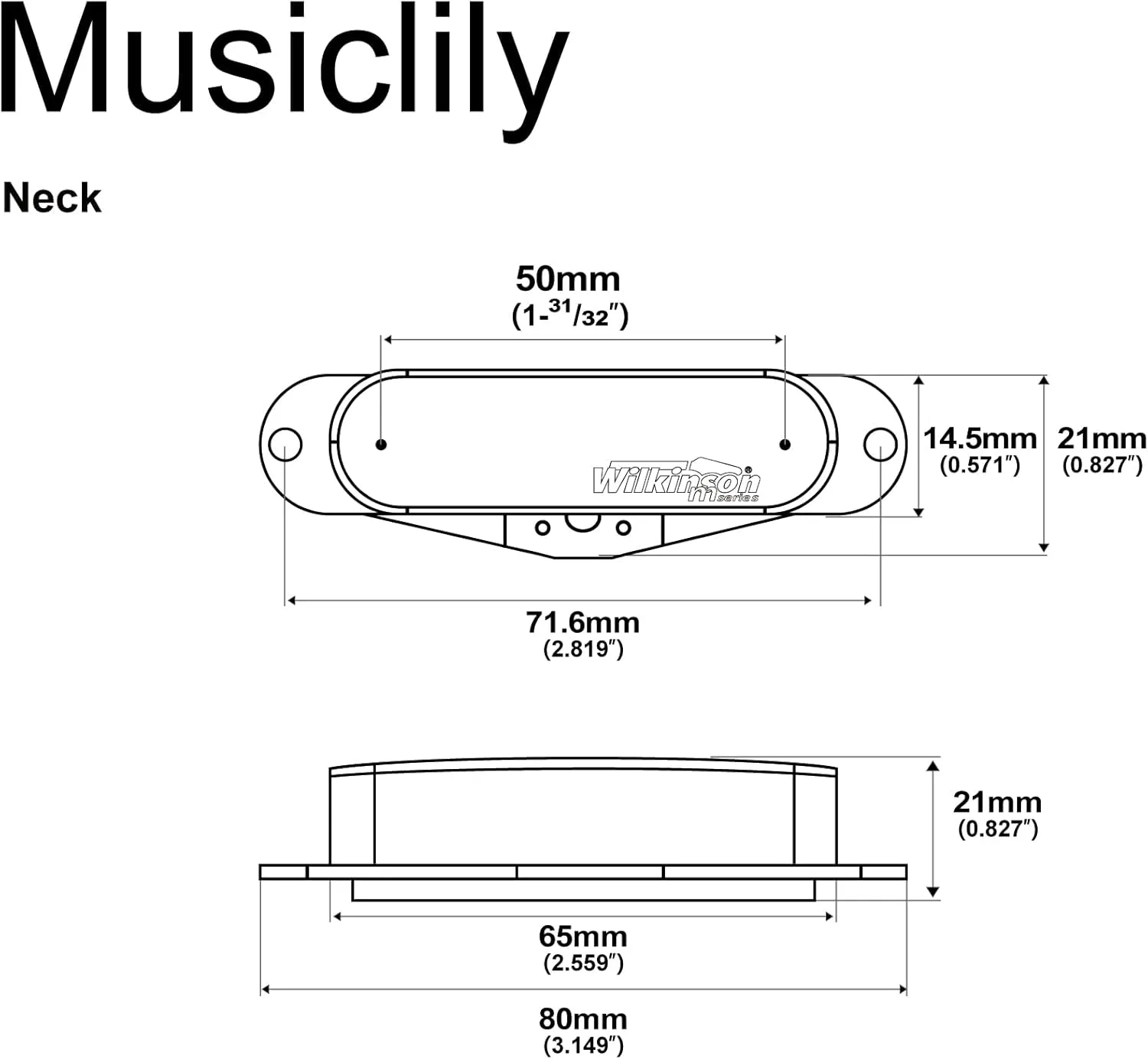 Wilkinson WOVT Low Gauss Vintage Nashville Ceramic Neck Telecaster Pickup for Tele Style Electric Guitar, Chrome