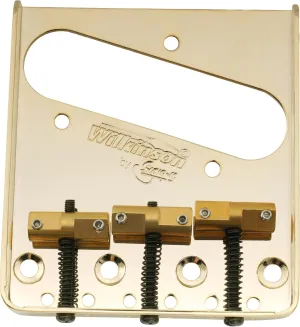 Wilkinson WTB Vintage Telecaster Bridge 3 Compensated Brass Saddles for Tele Style Electric Guitar, Gold