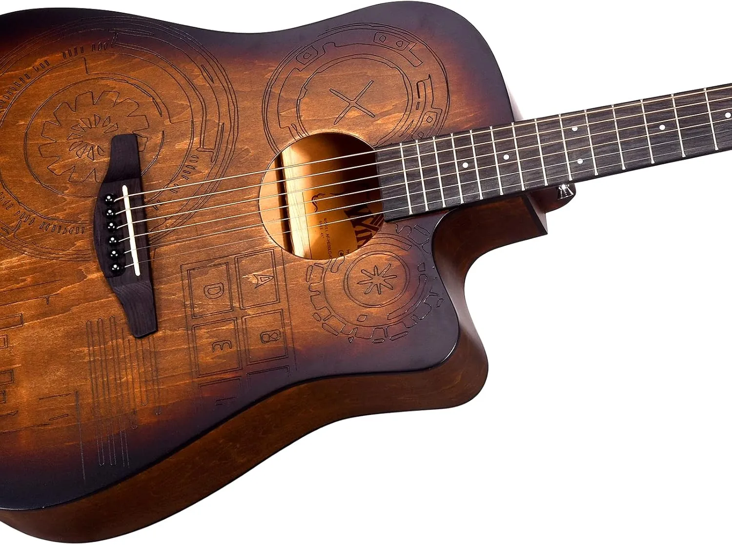 WINZZ HAND RUBBED Series - Full Size Cutaway Carved Acoustic Acustica Guitar Adult Beginner Starter Bundle with Full Kit,41 Inches Right Handed, Brown Sunburst