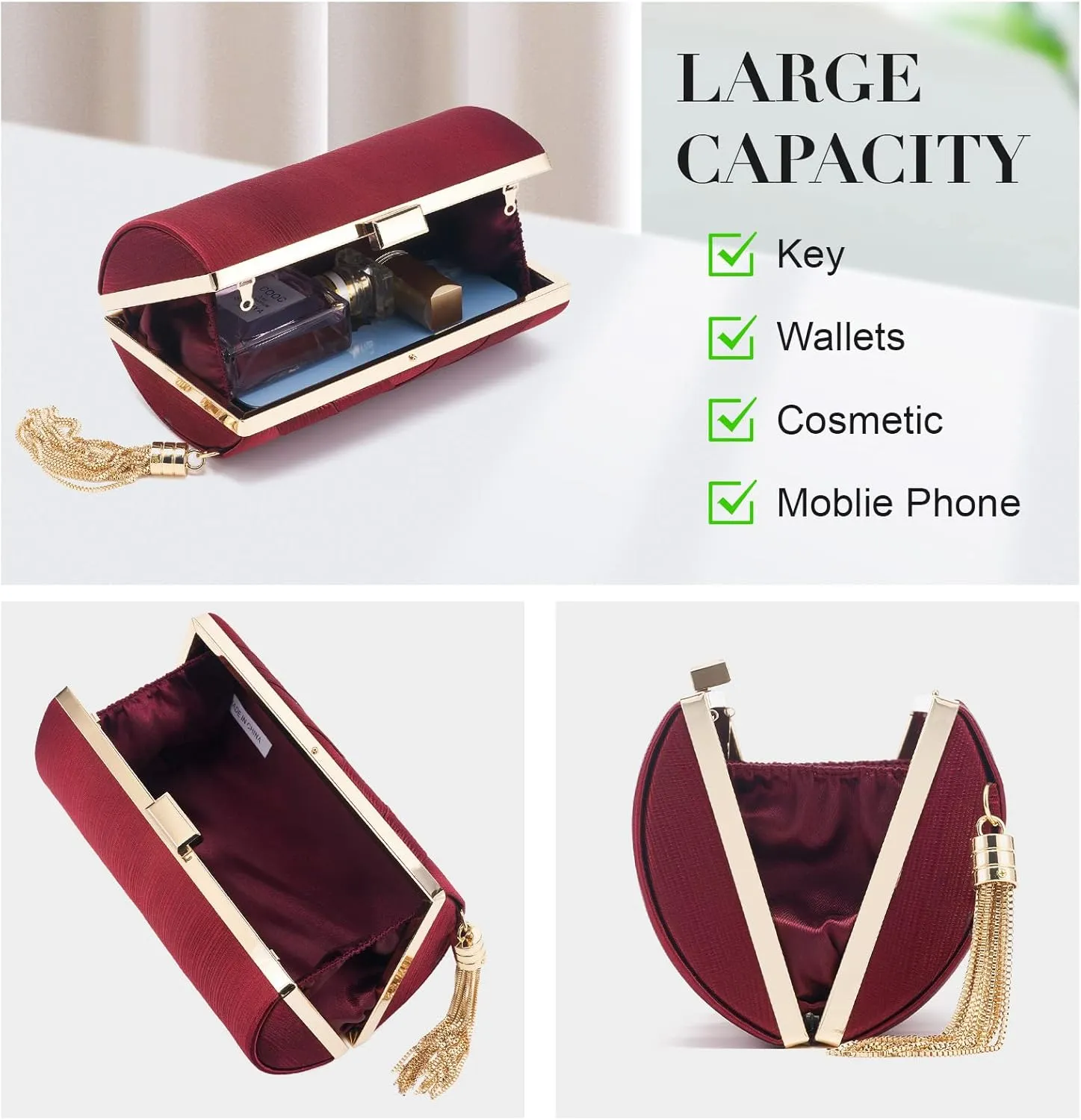Women Clutch Bag Evening bag Fringed Evening Handbag,Lady Party Wedding Clutch Purse Chain Shoulder Cross Body Bag