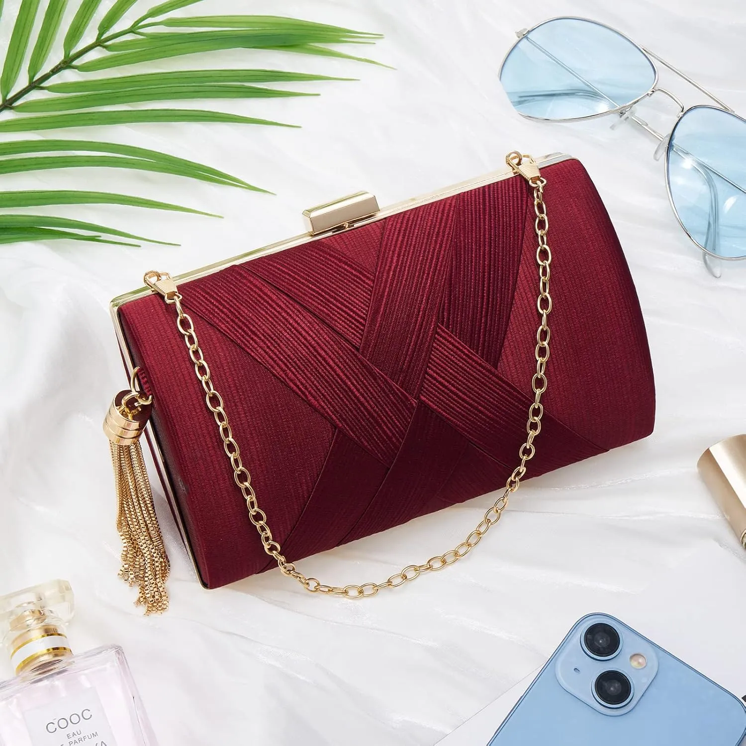 Women Clutch Bag Evening bag Fringed Evening Handbag,Lady Party Wedding Clutch Purse Chain Shoulder Cross Body Bag