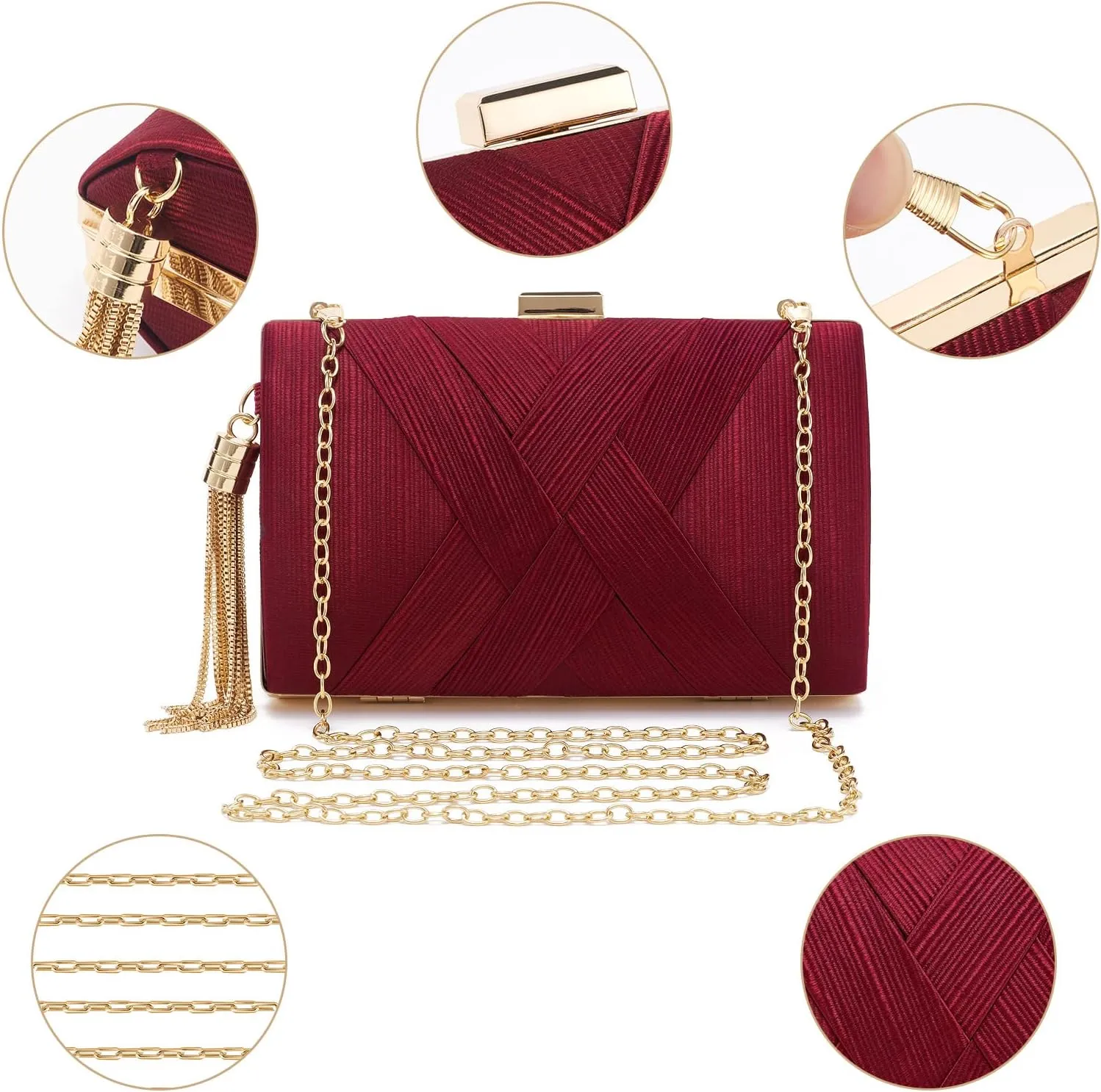 Women Clutch Bag Evening bag Fringed Evening Handbag,Lady Party Wedding Clutch Purse Chain Shoulder Cross Body Bag