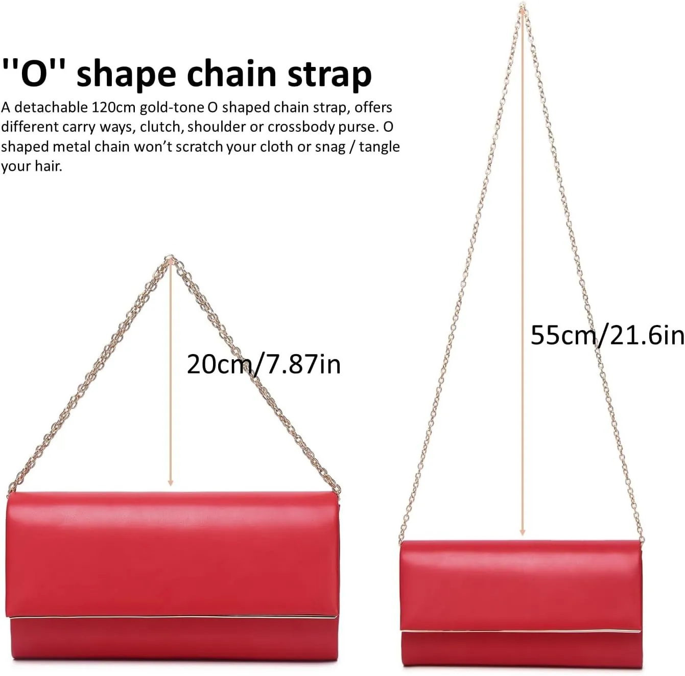 Women Evening Bag Vegan Leather Clutch Purse Shoulder Crossbody Envelope Bag for Party Wedding Prom Bridal