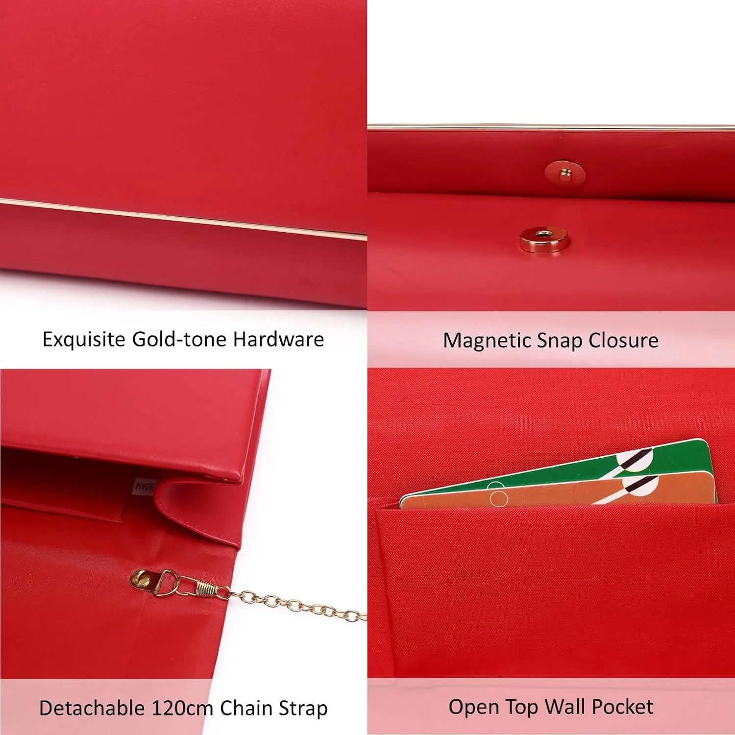 Women Evening Bag Vegan Leather Clutch Purse Shoulder Crossbody Envelope Bag for Party Wedding Prom Bridal