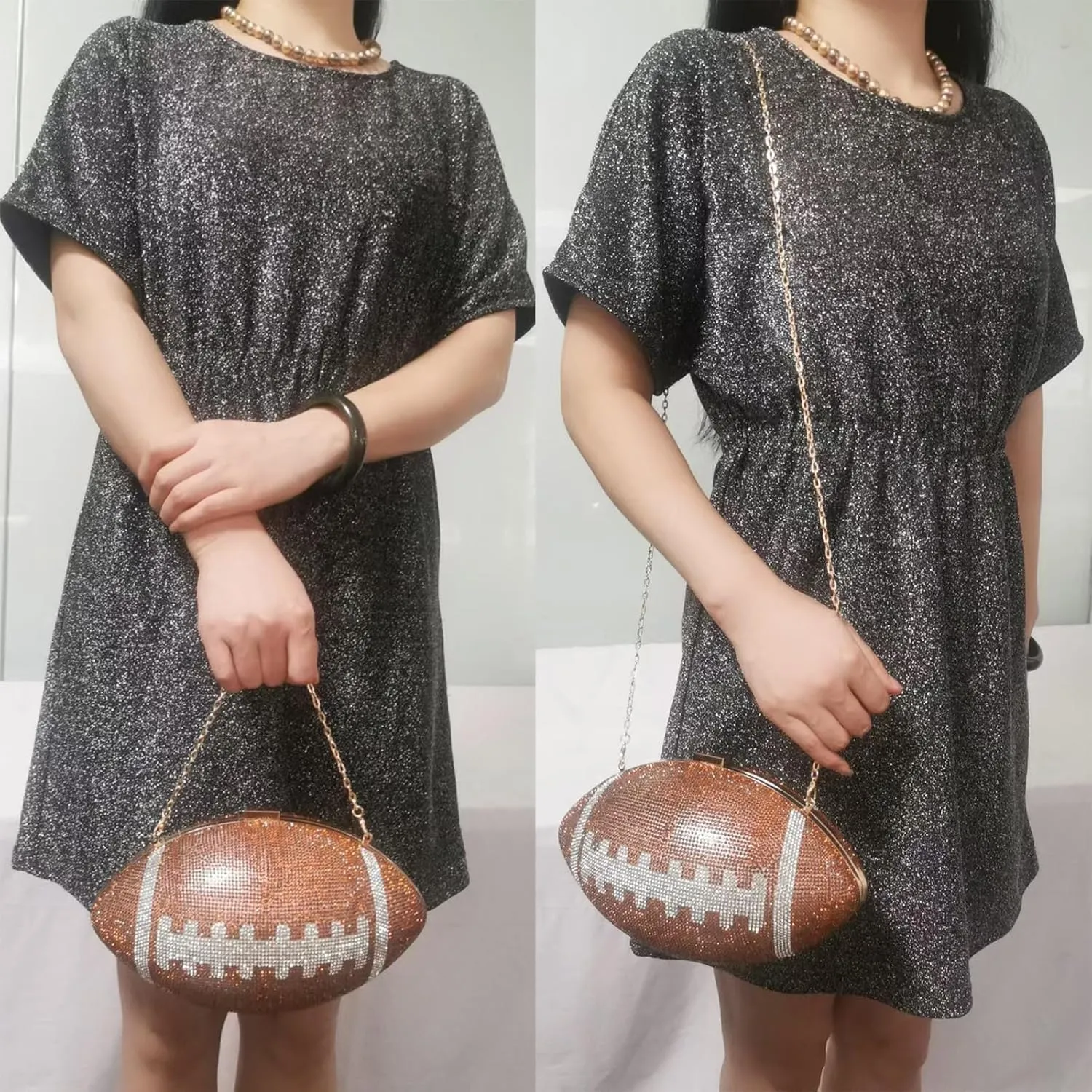 Women Football Shaped Crossbody Shoulder Bag Rugby Clutch Handbag Unique Novelty Football Purse